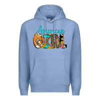 Colony Blue American Girl, western Cowhide Premium Hoodie - CowCowDesign