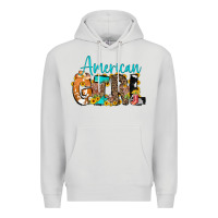 Dove Grey American Girl, western Cowhide Premium Hoodie - CowCowDesign