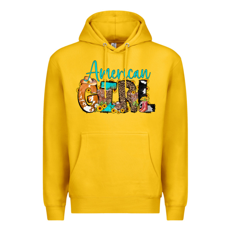 American Girl, Western Cowhide Premium Hoodie by CowCowDesign | Teevron
