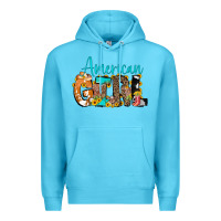 Ocean Blue American Girl, western Cowhide Premium Hoodie - CowCowDesign