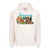 Pale Pink American Girl, western Cowhide Premium Hoodie - CowCowDesign