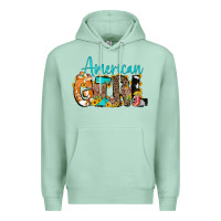 Seafoam American Girl, western Cowhide Premium Hoodie - CowCowDesign
