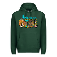 Sports Green American Girl, western Cowhide Premium Hoodie - CowCowDesign
