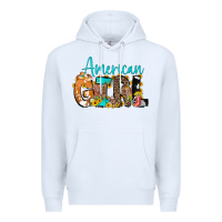 White American Girl, western Cowhide Premium Hoodie - CowCowDesign