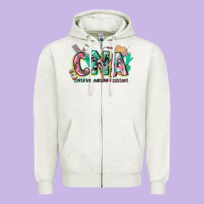 Certified Nursing Assistant Zipper Hoodie Designed By Cowgirlartshop