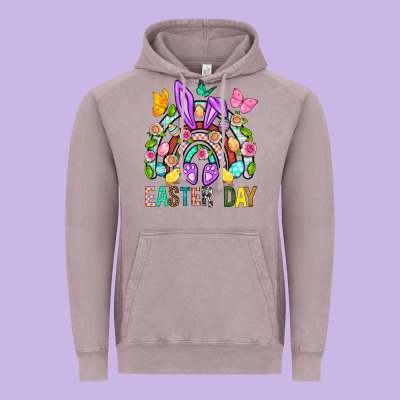 Easter Day Rainbow Vintage Hoodie Designed By Bundleandbundleshop