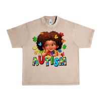 French Oak autism afro girl Urban Heavy Tee - LillyAllenDesigns