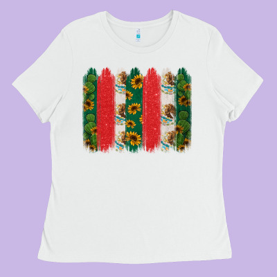 Mexican Flag Brushstroke Ladies Tee Designed By Jasminsmagicworld