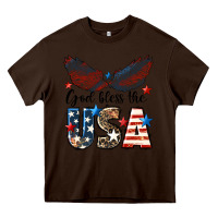 Chocolate Brown Western God Bless The USA Heavy Core Tee - LillyAllenDesigns