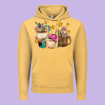 Western Cowgirl Coffee Cup Bbs Vintage Hoodie Designed By Bundleandbundleshop