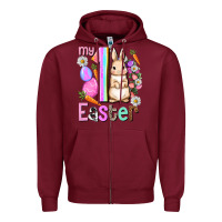 Burgundy My first Easter Girl Easter Day Zipper Hoodie - HowdyJamesFarm
