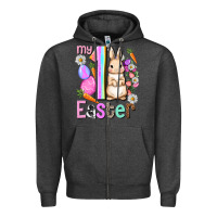 Charcoal Heather My first Easter Girl Easter Day Zipper Hoodie - HowdyJamesFarm