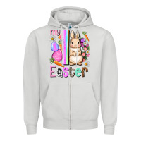 Dove Grey My first Easter Girl Easter Day Zipper Hoodie - HowdyJamesFarm