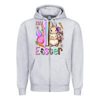 Heather Grey My first Easter Girl Easter Day Zipper Hoodie - HowdyJamesFarm