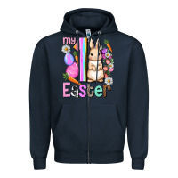 Navy My first Easter Girl Easter Day Zipper Hoodie - HowdyJamesFarm