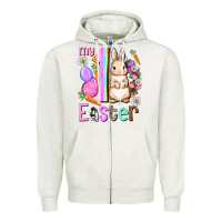 Oatmeal Heather My first Easter Girl Easter Day Zipper Hoodie - HowdyJamesFarm