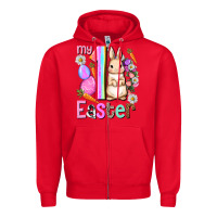 Red My first Easter Girl Easter Day Zipper Hoodie - HowdyJamesFarm