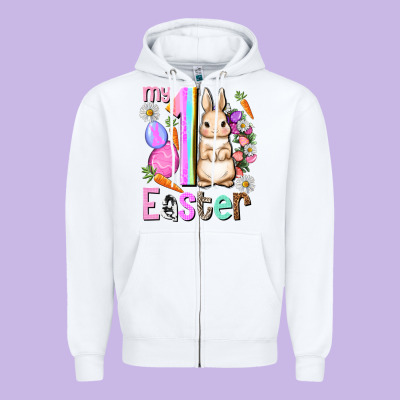 My First Easter Girl Easter Day Zipper Hoodie Designed By Howdyjamesfarm
