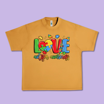 Love Autism Awareness Urban Heavy Tee Designed By Lillyallendesigns
