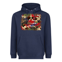 Navy 4th of july american flagcowhide  leopard backgrou Heavyweight Hoodie - FaDigitalArtStudio