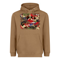 Toasted Coconut 4th of july american flagcowhide  leopard backgrou Heavyweight Hoodie - FaDigitalArtStudio