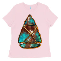 Bubblegum Pink turquoise cowhide arrowhead Ladies Tee - Jasminsmagicworld