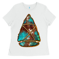 White turquoise cowhide arrowhead Ladies Tee - Jasminsmagicworld