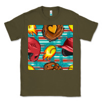Army Green softball helmet and glove with serape seamless pattern Classic Tee - BundleAndBundleShop