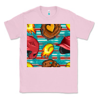 Bubblegum Pink softball helmet and glove with serape seamless pattern Classic Tee - BundleAndBundleShop