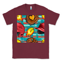 Burgundy softball helmet and glove with serape seamless pattern Classic Tee - BundleAndBundleShop