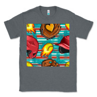 Charcoal Heather softball helmet and glove with serape seamless pattern Classic Tee - BundleAndBundleShop