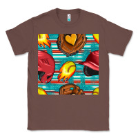 Chestnut softball helmet and glove with serape seamless pattern Classic Tee - BundleAndBundleShop