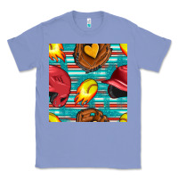 Colony Blue softball helmet and glove with serape seamless pattern Classic Tee - BundleAndBundleShop