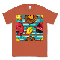 Copper softball helmet and glove with serape seamless pattern Classic Tee - BundleAndBundleShop