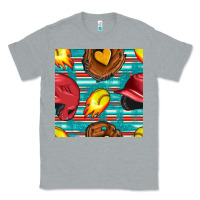 Heather Grey softball helmet and glove with serape seamless pattern Classic Tee - BundleAndBundleShop