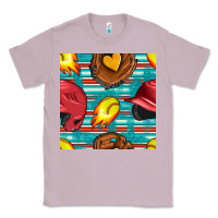 Lilac softball helmet and glove with serape seamless pattern Classic Tee - BundleAndBundleShop