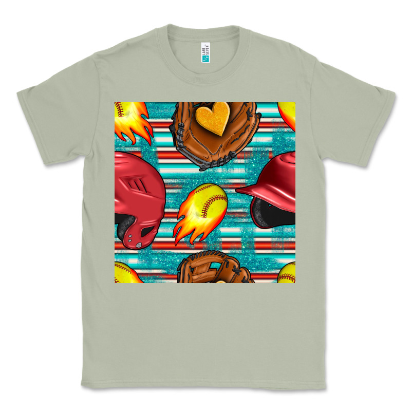 Softball Helmet And Glove With Serape Seamless Pattern Classic Tee by BundleAndBundleShop | Teevron