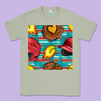 Softball Helmet And Glove With Serape Seamless Pattern Classic Tee Designed By Bundleandbundleshop