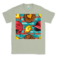Matcha softball helmet and glove with serape seamless pattern Classic Tee - BundleAndBundleShop