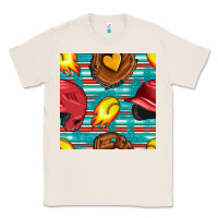 Natural softball helmet and glove with serape seamless pattern Classic Tee - BundleAndBundleShop