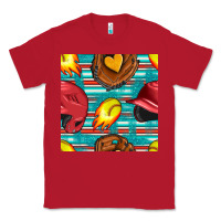 Red softball helmet and glove with serape seamless pattern Classic Tee - BundleAndBundleShop