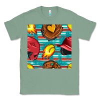 Sage softball helmet and glove with serape seamless pattern Classic Tee - BundleAndBundleShop