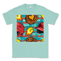 Seafoam softball helmet and glove with serape seamless pattern Classic Tee - BundleAndBundleShop