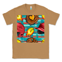 Toasted Coconut softball helmet and glove with serape seamless pattern Classic Tee - BundleAndBundleShop
