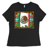 Mexican Flag Background With Cactus And Sunflower Tumbler Ladies Tee | Teevron