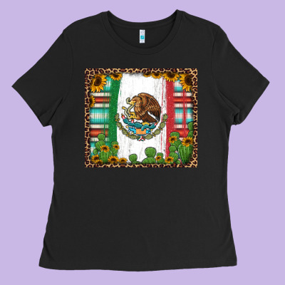 Mexican Flag Background With Cactus And Sunflower Tumbler Ladies Tee Designed By Jasminsmagicworld