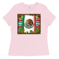 Bubblegum Pink mexican flag background with cactus and sunflower tumbler Ladies Tee - Jasminsmagicworld