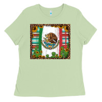 Matcha mexican flag background with cactus and sunflower tumbler Ladies Tee - Jasminsmagicworld
