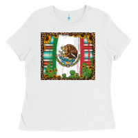 White mexican flag background with cactus and sunflower tumbler Ladies Tee - Jasminsmagicworld