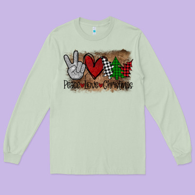 Peace Love Christmas Long Sleeve Tee Designed By Bettercallsaul